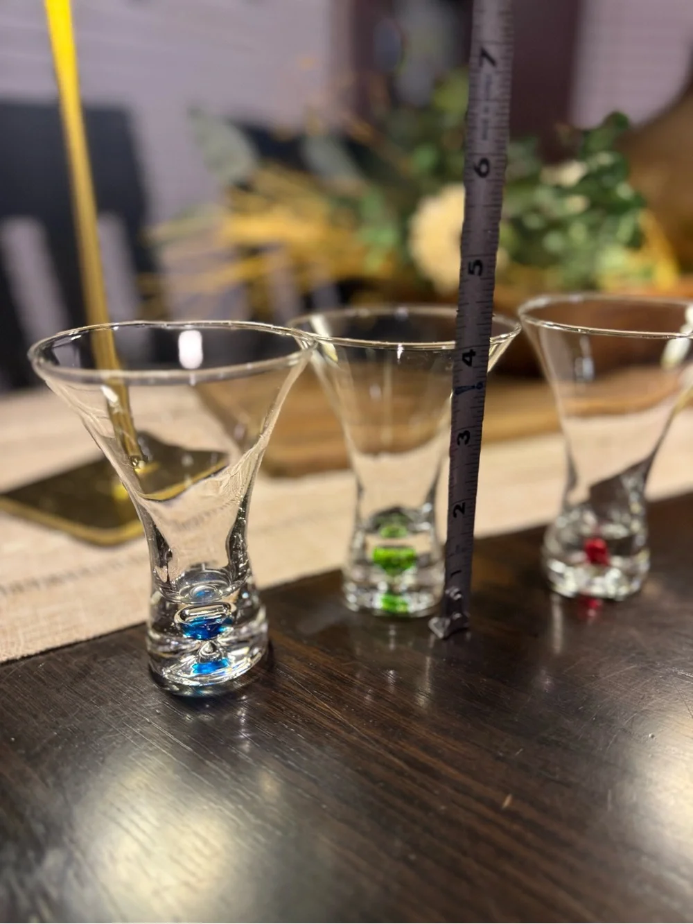 Set Of 4 Vtg Blown Multi Colored Bubble 4” Double Shot  Tall Glasses